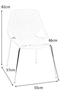 D2.DESIGN Krzesło Cepelia siedzisko białe tworzywo podstawa stal chromowana można sztaplować