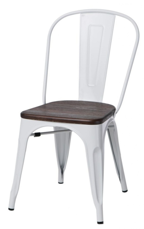 D2.DESIGN Krzesło Paris Wood metalowe białe siedzisko drewno sosna szczot. orzech D2.DESIGN Krzesło Paris Wood metalowe białe siedzisko drewno sosna szczot. orzech