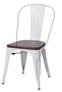 D2.DESIGN Krzesło Paris Wood metalowe białe siedzisko drewno sosna orzech do jadalni restauracji kuchni recepcji