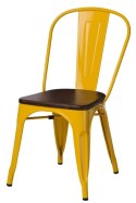 D2.DESIGN Krzesło Paris Wood metalowe żółte drewniane siedzisko sosna szczot. kolor orzech do restauracji jadalni recepcji D2.DESIGN Krzesło Paris Wood metalowe żółte drewniane siedzisko sosna szczot. kolor orzech do restauracji jadalni recepcji