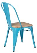 D2.DESIGN Krzesło Paris Wood niebieskie metalowe siedzisko drewno sosna naturalna D2.DESIGN Krzesło Paris Wood niebieskie metalowe siedzisko drewno sosna naturalna