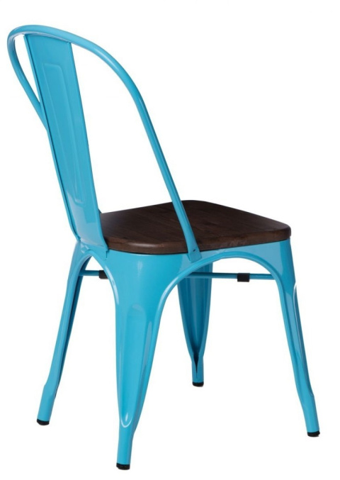D2.DESIGN Krzesło Paris Wood niebieskie metalowe siedzisko drewno sosnowe kolor orzech do jadalni restauracji kuchni D2.DESIGN Krzesło Paris Wood niebieskie metalowe siedzisko drewno sosnowe kolor orzech do jadalni restauracji kuchni