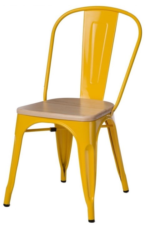 D2.DESIGN Krzesło Paris Wood żółte metalowe siedzisko drewniane sosna naturalna do jadalni restauracji D2.DESIGN Krzesło Paris Wood żółte metalowe siedzisko drewniane sosna naturalna do jadalni restauracji