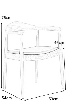 D2.DESIGN Krzesło President brązowy ciemny siedzisko ekoskóra lite drewno jesionowe z podłokietnikami