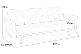 Halmar sofa kanapa ARMANDO rozkładana tkanina velvet popielaty stal malowana proszkowo