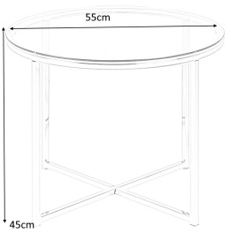 Actona ACTONA stolik kawowy okrągły CROSS - szkło transparentny, podstawa metal chromowany fi 55