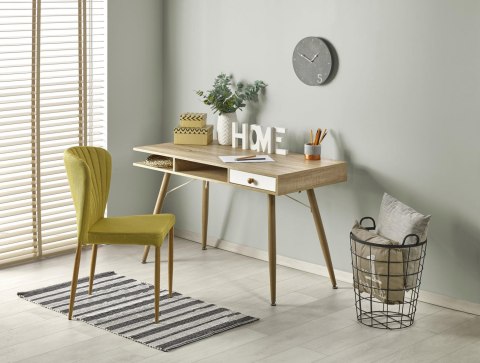 HALMAR B34 biurko dąb sonoma-biały MDF laminowany stal malowana proszkowo 120x60 półki szuflada HALMAR B34 biurko dąb sonoma-biały MDF laminowany stal malowana proszkowo 120x60 półki szuflada