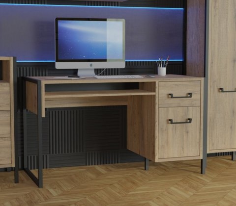 Forte ORIENTAL TREE HUDB212R-M524 Biurko szafka, szuflada, Dąb Bartex / Czarny Forte ORIENTAL TREE HUDB212R-M524 Biurko szafka, szuflada, Dąb Bartex / Czarny