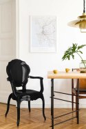 Intesi Krzesło Queen Arm nowoczesne i eleganckie czarne połysk tworzywo z podłokietnikami można sztaplować