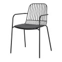 Intesi Krzesło Willy Arm Black z poduszką PU z ekoskóry - czarne metalowe krzesło z podłokietnikami