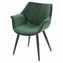 Intesi tapicerowane Krzesło Fotel Lord zielone 65 tkanina velvet nogi metal malowany proszkowo czarny z podłokietnikami