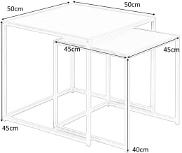 King Home ACTONA stolik zestaw SEAFORD dziki dąb - MDF fornir, metal 50x50 i 45x45 możliwość chowania mniejszego pod większym