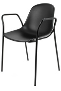 King Home Krzesło RESOL ARM czarne siedzisko polipropylen podstawa i podłokietniki metal lakierowany do domu i lokalu