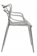 King Home Krzesło LUXO srebrne błyszczące - tworzywo ABS wygodne eleganckie i wytrzymałe