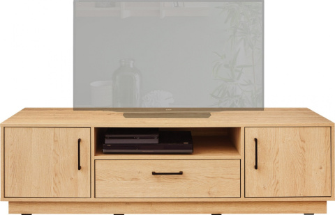 Meblar Szafka RTV Komoda niska SANTIAGO System SN05 - Dąb Biszkoptowy czarne uchwyty Meble młodzieżowe półki szuflada Meblar Szafka RTV Komoda niska SANTIAGO System SN05 - Dąb Biszkoptowy czarne uchwyty Meble młodzieżowe półki szuflada