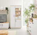 SZAFKA RTV STOJĄCA KOMODA NISKA SANTIAGO System SN05 Meblar - Dąb Biszkoptowy /Biały Lux CZARNE UCHWYTY LAMINAT DO SALONU POKOJU SZAFKA RTV STOJĄCA KOMODA NISKA SANTIAGO System SN05 Meblar - Dąb Biszkoptowy /Biały Lux CZARNE UCHWYTY LAMINAT DO SALONU POKOJU