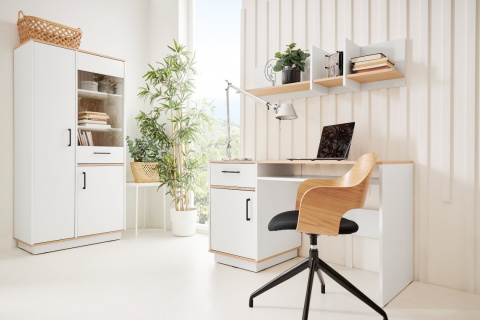 PÓŁKA Z PRZEGRÓDKAMI DO SALONU DO POKOJU WISZĄCA SANTIAGO System SN10 Meblar - Dąb Biszkoptowy / Biały Lux NAD BIURKO KOMODĘ PÓŁKA Z PRZEGRÓDKAMI DO SALONU DO POKOJU WISZĄCA SANTIAGO System SN10 Meblar - Dąb Biszkoptowy / Biały Lux NAD BIURKO KOMODĘ