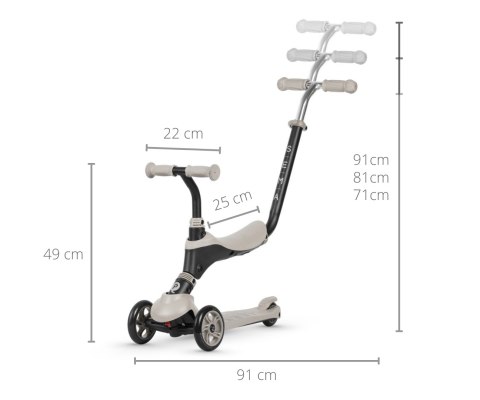 Qplay Hulajnoga Scooter Jeździk Pchacz Sema 3w1 Beige Beż regulacja wysokości rączki hamulec kauczukowe łożyskowane kółka 36m+ Qplay Hulajnoga Scooter Jeździk Pchacz Sema 3w1 Beige Beż regulacja wysokości rączki hamulec kauczukowe łożyskowane kółka 36m+