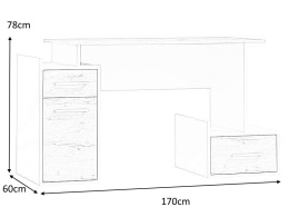 SIGNAL BIURKO B-009 DĄB WOTAN / BIAŁY MAT - płyta laminowana MDF, biurko z szufladami i półkami, do pokoju młodzieżowego, biura