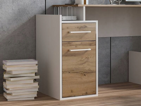 SIGNAL BIURKO B-009 DĄB WOTAN / BIAŁY MAT - płyta laminowana MDF, biurko z szufladami i półkami, do pokoju młodzieżowego, biura SIGNAL BIURKO B-009 DĄB WOTAN / BIAŁY MAT - płyta laminowana MDF, biurko z szufladami i półkami, do pokoju młodzieżowego, biura