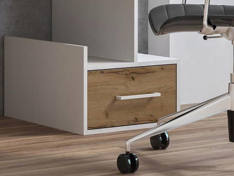 SIGNAL BIURKO B-009 DĄB WOTAN / BIAŁY MAT - płyta laminowana MDF, biurko z szufladami i półkami, do pokoju młodzieżowego, biura SIGNAL BIURKO B-009 DĄB WOTAN / BIAŁY MAT - płyta laminowana MDF, biurko z szufladami i półkami, do pokoju młodzieżowego, biura