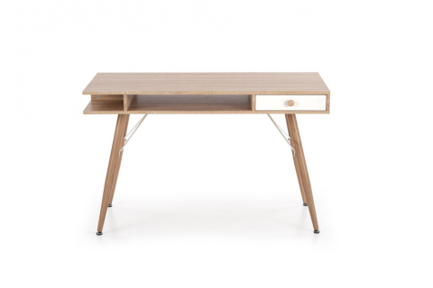 HALMAR B34 biurko dąb sonoma-biały MDF laminowany stal malowana proszkowo 120x60 półki szuflada HALMAR B34 biurko dąb sonoma-biały MDF laminowany stal malowana proszkowo 120x60 półki szuflada