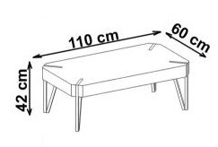 ŁAWA PROSTOKĄTNA EMILY Halmar MDF laminowany DĄB DZIKI / NOGI stal malowana proszkowo CZARNE 110x60 ŁAWA PROSTOKĄTNA EMILY Halmar MDF laminowany DĄB DZIKI / NOGI stal malowana proszkowo CZARNE 110x60