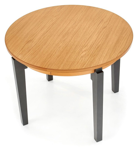 STÓŁ OKRĄGŁY ROZKŁADANY SORBUS 100-200x100 Halmar blat MDF okleina dębowa- DĄB MIODOWY NOGI drewno lite bukowe - GRAFITOWE STÓŁ OKRĄGŁY ROZKŁADANY SORBUS 100-200x100 Halmar blat MDF okleina dębowa- DĄB MIODOWY NOGI drewno lite bukowe - GRAFITOWE