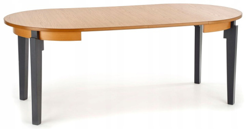 STÓŁ OKRĄGŁY ROZKŁADANY SORBUS 100-200x100 Halmar blat MDF okleina dębowa- DĄB MIODOWY NOGI drewno lite bukowe - GRAFITOWE STÓŁ OKRĄGŁY ROZKŁADANY SORBUS 100-200x100 Halmar blat MDF okleina dębowa- DĄB MIODOWY NOGI drewno lite bukowe - GRAFITOWE