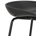 Intesi Hoker Stołek barowy Grego czarny 65 cm wyprofilowane siedzisko tworzywo PP podstawa metalowa podpórka na nogi