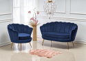 Halmar AMORINITO fotel wypoczynkowy granatowy / złoty materiał: tkanina velvet/ stal chromowana Halmar AMORINITO fotel wypoczynkowy granatowy / złoty materiał: tkanina velvet/ stal chromowana