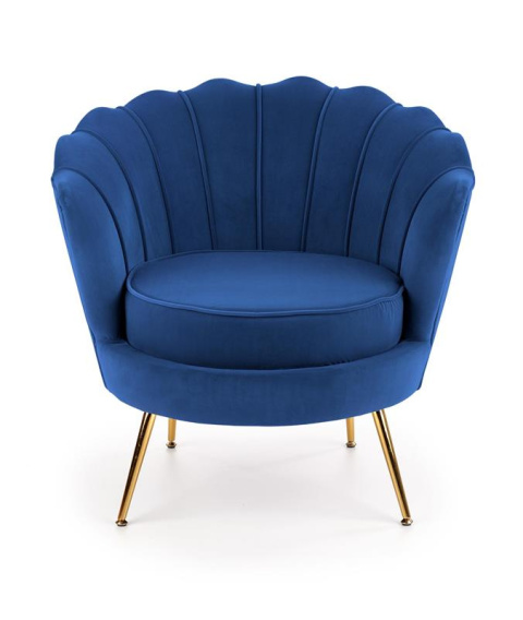 Halmar AMORINITO fotel wypoczynkowy granatowy / złoty materiał: tkanina velvet/ stal chromowana Halmar AMORINITO fotel wypoczynkowy granatowy / złoty materiał: tkanina velvet/ stal chromowana