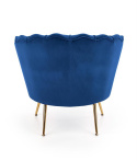 Halmar AMORINITO fotel wypoczynkowy granatowy / złoty materiał: tkanina velvet/ stal chromowana Halmar AMORINITO fotel wypoczynkowy granatowy / złoty materiał: tkanina velvet/ stal chromowana