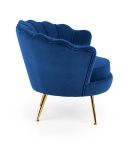 Halmar AMORINITO fotel wypoczynkowy granatowy / złoty materiał: tkanina velvet/ stal chromowana Halmar AMORINITO fotel wypoczynkowy granatowy / złoty materiał: tkanina velvet/ stal chromowana