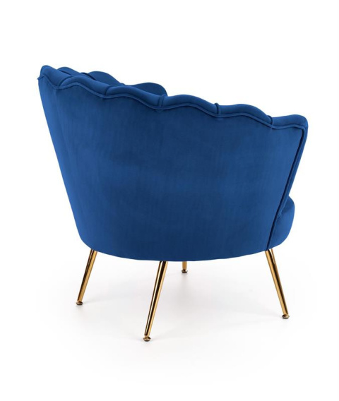 Halmar AMORINITO fotel wypoczynkowy granatowy / złoty materiał: tkanina velvet/ stal chromowana Halmar AMORINITO fotel wypoczynkowy granatowy / złoty materiał: tkanina velvet/ stal chromowana