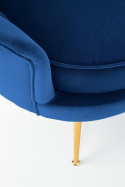 Halmar AMORINITO fotel wypoczynkowy granatowy / złoty materiał: tkanina velvet/ stal chromowana Halmar AMORINITO fotel wypoczynkowy granatowy / złoty materiał: tkanina velvet/ stal chromowana