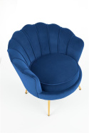 Halmar AMORINITO fotel wypoczynkowy granatowy / złoty materiał: tkanina velvet/ stal chromowana Halmar AMORINITO fotel wypoczynkowy granatowy / złoty materiał: tkanina velvet/ stal chromowana