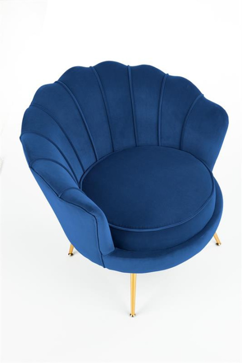 Halmar AMORINITO fotel wypoczynkowy granatowy / złoty materiał: tkanina velvet/ stal chromowana Halmar AMORINITO fotel wypoczynkowy granatowy / złoty materiał: tkanina velvet/ stal chromowana