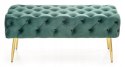 ŁAWKA pufa ATHENA HALMAR velvet CIEMNY ZIELONY / STAL chromowana ZŁOTY 100x45 pikowana ozdobiona guzikami ŁAWKA pufa ATHENA HALMAR velvet CIEMNY ZIELONY / STAL chromowana ZŁOTY 100x45 pikowana ozdobiona guzikami
