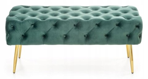 ŁAWKA pufa ATHENA HALMAR velvet CIEMNY ZIELONY / STAL chromowana ZŁOTY 100x45 pikowana ozdobiona guzikami ŁAWKA pufa ATHENA HALMAR velvet CIEMNY ZIELONY / STAL chromowana ZŁOTY 100x45 pikowana ozdobiona guzikami