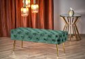 ŁAWKA pufa ATHENA HALMAR velvet CIEMNY ZIELONY / STAL chromowana ZŁOTY 100x45 pikowana ozdobiona guzikami ŁAWKA pufa ATHENA HALMAR velvet CIEMNY ZIELONY / STAL chromowana ZŁOTY 100x45 pikowana ozdobiona guzikami