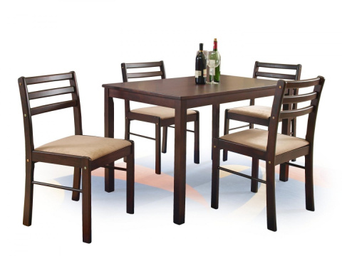HALMAR NEW STARTER 2 zestaw stół + 4 krzesła espresso blat - MDF + okleina naturalna stelaże drewno lite siedziska tapicerka HALMAR NEW STARTER 2 zestaw stół + 4 krzesła espresso blat - MDF + okleina naturalna stelaże drewno lite siedziska tapicerka