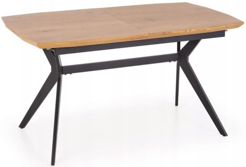 HALMAR stół GUSTAVO rozkładany 140-180x80 blat MDF okleinowany - dąb złoty, nogi stal malowana proszkowo - czarny HALMAR stół GUSTAVO rozkładany 140-180x80 blat MDF okleinowany - dąb złoty, nogi stal malowana proszkowo - czarny