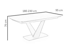 Halmar stół VINSTON rozkładany 180-230x95 MDF lakierowany + płyta HPL ciemny popiel / czarny nogi stal malowana proszkowo czarny