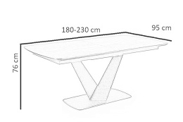 STÓŁ ROZKŁADANY PROSTOKĄTNY VINSTON 180-230x95 MDF lakierowany + płyta HPL CIEMNY POPIEL / CZARNY nogi stal malowana CZARNE