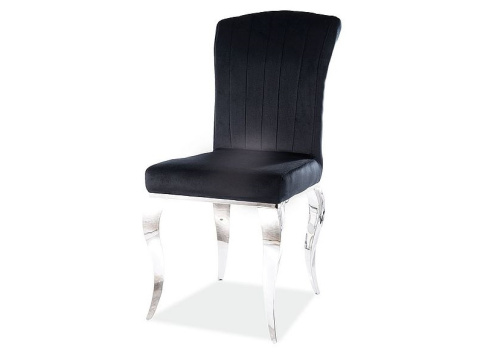 SIGNAL KRZESŁO do jadalni PRINCE VELVET CHROM/CZARNE TAP. - tapicerowane, styl glamour, nogi chromowane SIGNAL KRZESŁO do jadalni PRINCE VELVET CHROM/CZARNE TAP. - tapicerowane, styl glamour, nogi chromowane