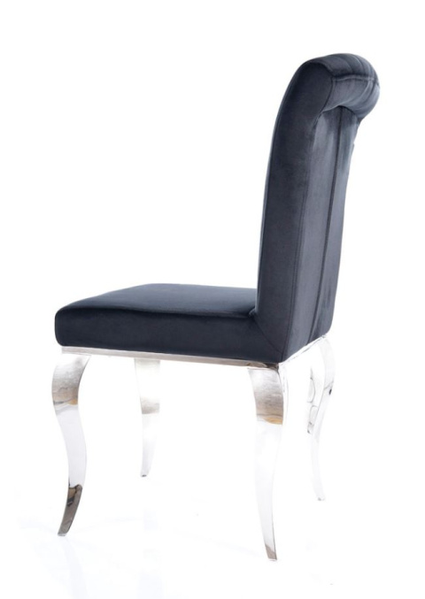 SIGNAL KRZESŁO do jadalni PRINCE VELVET CHROM/CZARNE TAP. - tapicerowane, styl glamour, nogi chromowane SIGNAL KRZESŁO do jadalni PRINCE VELVET CHROM/CZARNE TAP. - tapicerowane, styl glamour, nogi chromowane