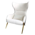 King Home Fotel HAMPTON tapicerka - miękka i przyjemna w dotyku tkanina TEDDY biały podstawa metalowa złoty