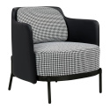 King Home Fotel VENICE BLACK tapicerowany ekoskóra czarny PU / pepitka tkanina podstawa metalowa czarna King Home Fotel VENICE BLACK tapicerowany ekoskóra czarny PU / pepitka tkanina podstawa metalowa czarna