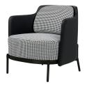King Home Fotel VENICE BLACK tapicerowany ekoskóra czarny PU / pepitka tkanina podstawa metalowa czarna King Home Fotel VENICE BLACK tapicerowany ekoskóra czarny PU / pepitka tkanina podstawa metalowa czarna